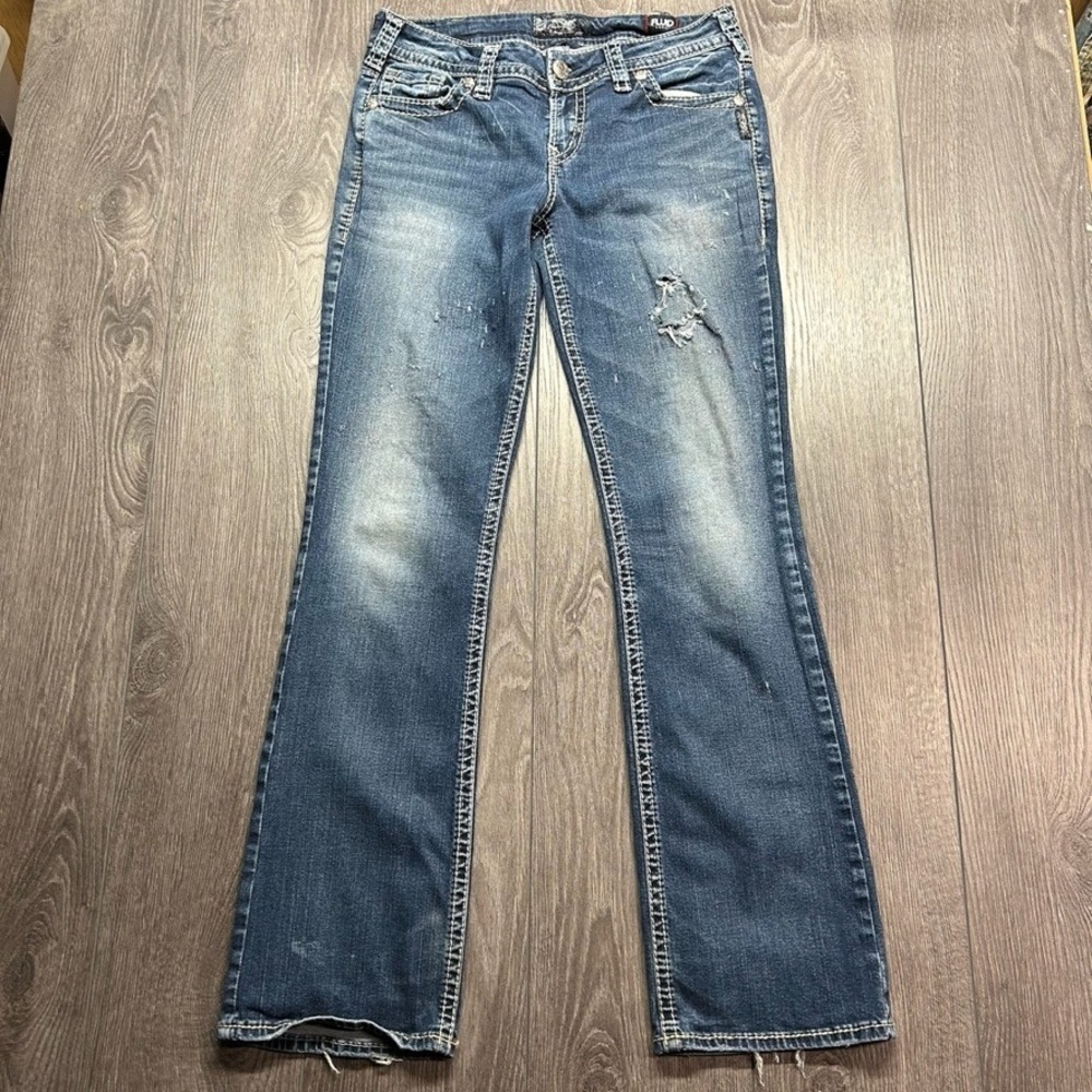 Silver Jeans Co Suki Mid Slim Bootcut 30 x 31 Distressed Y2K Denim Jeans Y2k